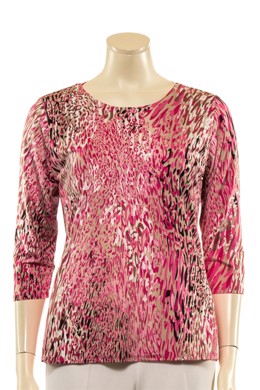 Forever fra Michael Gold - Polyester bluse med pink dyremønster